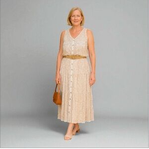 Summer Skirt set with belt White/Cream